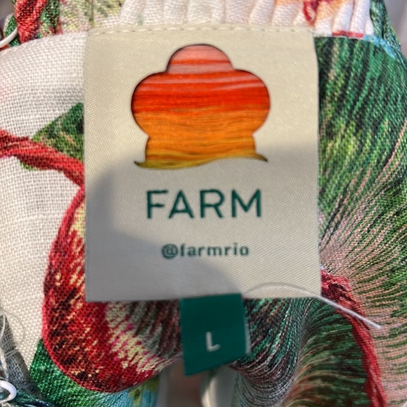 Farm Rio NWOT Forest Palm Linen Dress with adjustable Straps & Rushed back. - Picture 11 of 15